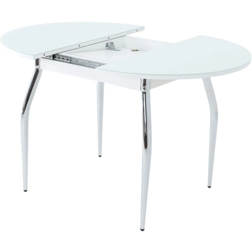 Стол «Ривьера» круг, стекло белый, опоры хром