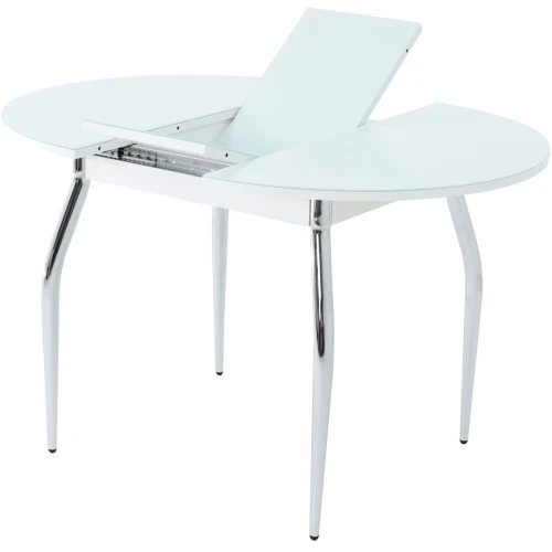 Стол «Ривьера» круг, стекло белый, опоры хром