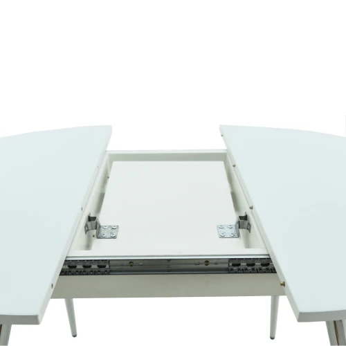 Стол «Ривьера» круг, стекло белый, опоры хром