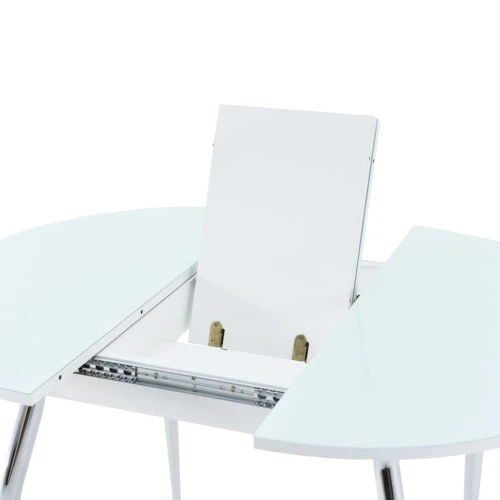 Стол «Ривьера» круг, стекло белый, опоры хром