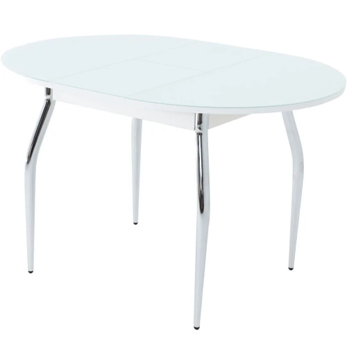 Стол «Ривьера» круг, стекло белый, опоры хром