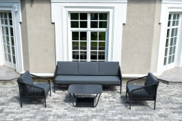 "Канны" лаунж-зона 5-местная плетеная из роупа (веревки), цвет темно-серый