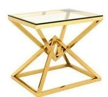 CS-1000-2G Стол Журнальный стеклянный прозрачный 55*55*55см, основание нерж. сталь золото