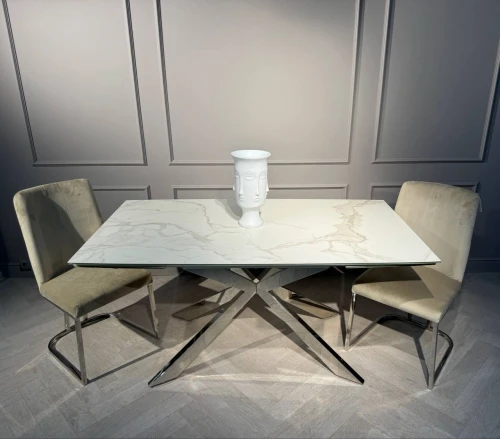 Стол обеденный раскладной Иллюзион MC22026DT, 160(240)х90х76 см, белый мрамор