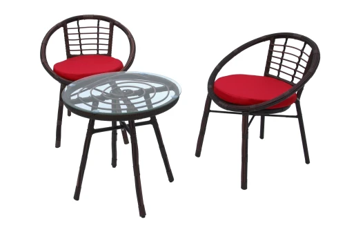 Набор мебели Амальфи  арт.SR003 коричневый, красный 3уп. (подстолье +столешница 1 уп., 2 кресла +2 подушки 2 уп) "Garden story"