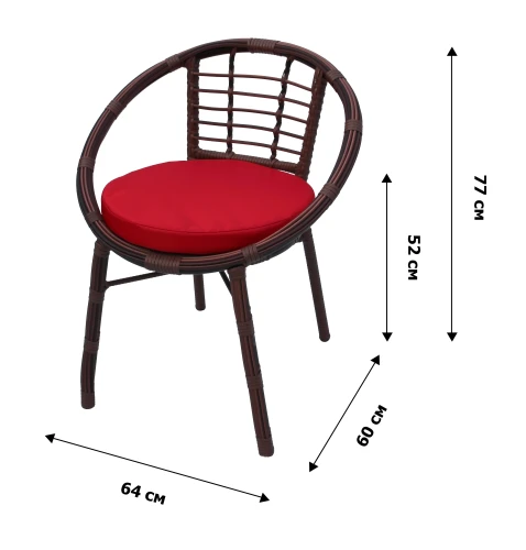 Набор мебели Амальфи  арт.SR003 коричневый, красный 3уп. (подстолье +столешница 1 уп., 2 кресла +2 подушки 2 уп) "Garden story"