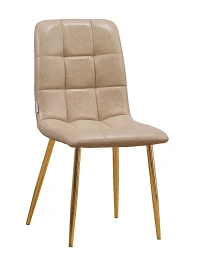 C919/DC809 Стул мягкий, ЛАТТЕ#19-16 экокожа, каркас металл золото КРУГЛЫЙ