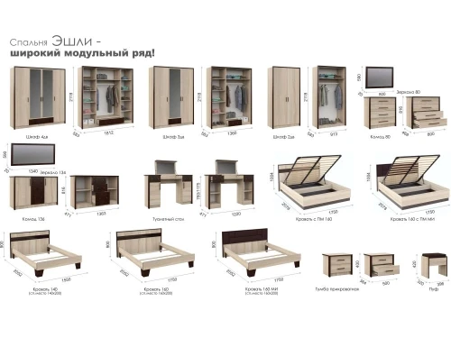 Шкаф «Эшли» 2дв, Венге/сонома