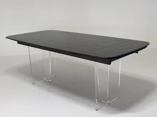 Стол LAURITS 200 GOLDEN, стекло BUBBLE  / Прозрачный каркас ®DISAUR