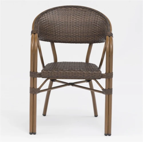 Обеденная мебель из литого алюминия Стол круглый из искусственного ротанга D70 БАМБУК «BAMBOO» + 4 Кресел  БАМБУК-2 «BAMBOO-2»