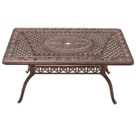 Стол из литого алюминия ВУЛКАН «VOLCANO» 90х175  -  Bronze