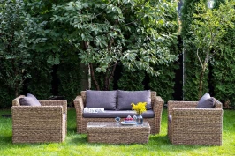 "Капучино Сингл" лаунж-зона из искусственного ротанга (гиацинт), цвет соломенный