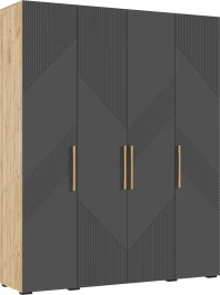 Шкаф четырехстворчатый Ирис, Браш Графит, Дуб Крафт