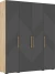 Шкаф четырехстворчатый Ирис, Браш Графит, Дуб Крафт