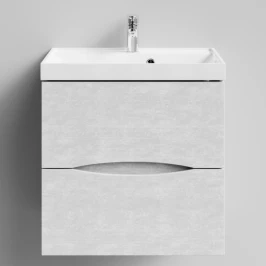 Тумба Лайт 60 подвесной, Белый камень ПВХ 57805 Vodok с раковиной в комплекте