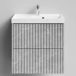 Тумба Тач 60 подвесной, Мрамор Белый софт тач 4044-2 Vodok с раковиной в комплекте