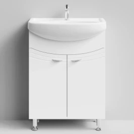 Тумба Эльба 60 напольный, Белый глянец ПВХ Vodok с раковиной в комплекте