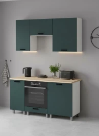 Готовый кухонный гарнитур МК Аленушка 1,6м в.5 Лаванда Изумруд,скоба черный,сонома