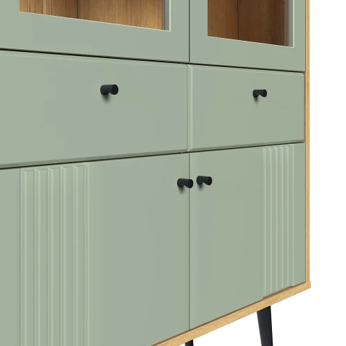 Шкаф с витриной Вега Саксония 84, серо-зеленый