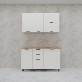 МК Аленушка 1,4м с ящ. Лотос Молочный,скоба антрацит,сонома