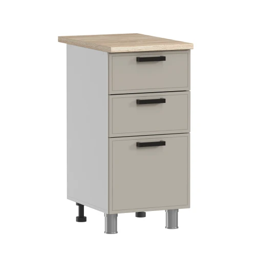 Готовая кухня МК Аленушка 1м с 3 ящ. Магнолия Керамика,скоба черный,сонома