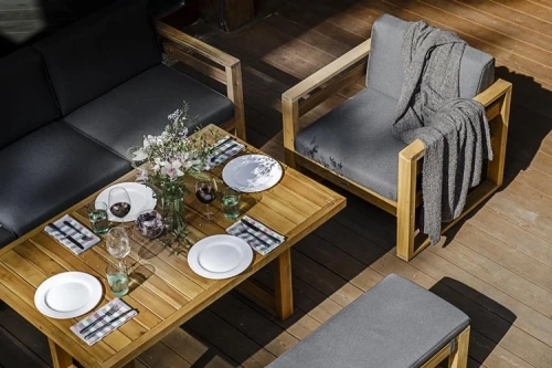 Мебель садовая для лаунж зоны из акации BOOKA с обеденным столом  Joygarden