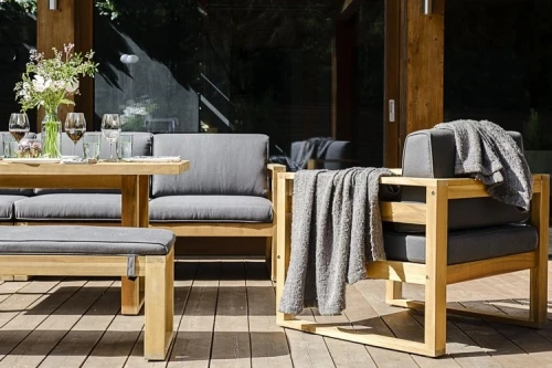 Мебель садовая для лаунж зоны из акации BOOKA с обеденным столом  Joygarden