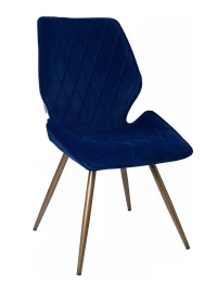 DC233 Стул мягкий поворотный 360, СИНИЙ#M420-46 велюр, каркас металл, бронза КРУГЛЫЙ