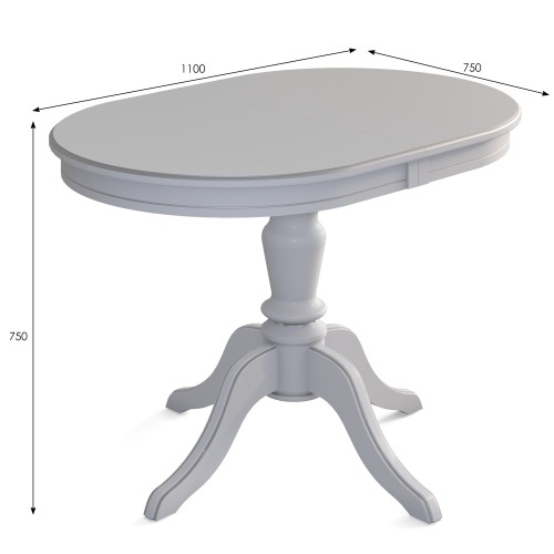 Стол обеденный Маре белый/серебро 110/150*75