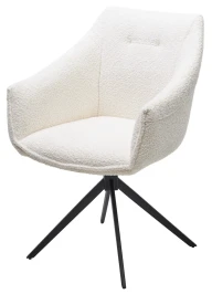 Стул CLOUDS 360 град. поворот. Белый Wales 101, букле/ черный каркас / Товарный знак DISAUR