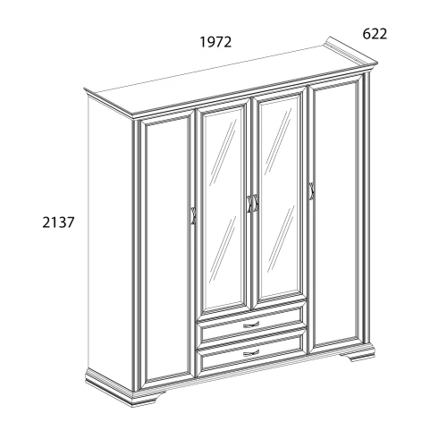 Шкаф 4D2S Z , MONAKO, цвет Сосна винтаж