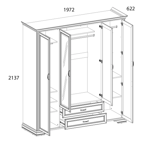 Шкаф 4D2S Z , MONAKO, цвет Сосна винтаж