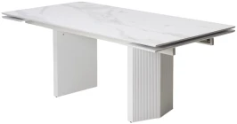 Стол МОЦАРТ 200 Белый мрамор, стекло / Белый М-City