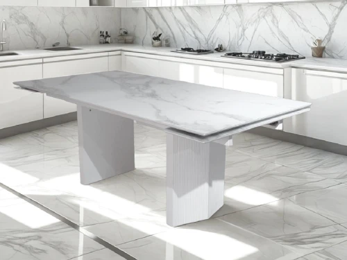 Стол МОЦАРТ 200 Белый мрамор, стекло / Белый М-City