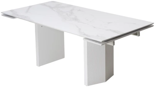 Стол МОЦАРТ 200 Белый мрамор, стекло / Белый М-City