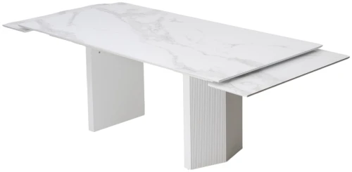 Стол МОЦАРТ 200 Белый мрамор, стекло / Белый М-City