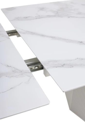 Стол МОЦАРТ 200 Белый мрамор, стекло / Белый М-City