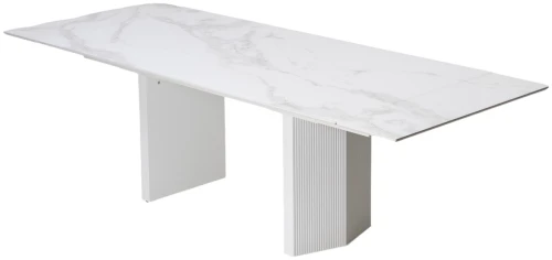 Стол МОЦАРТ 200 Белый мрамор, стекло / Белый М-City