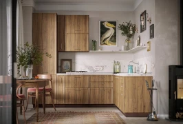 Угловая модульная кухня Беверли 2600х2000 Дуб Бурбон МДФ