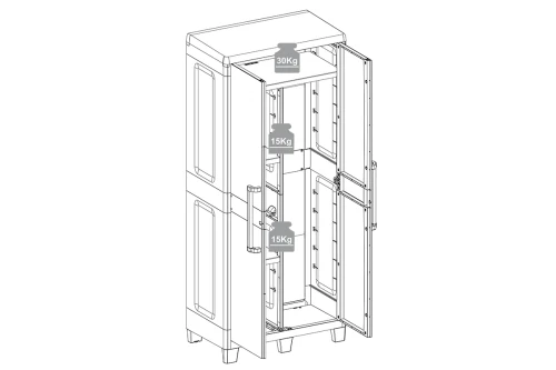 Уличный шкаф TOOMAX 2х дверный глубокий SANTORINI XL (3 полки), светло-серый/антрацит