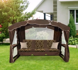 Садовые качели «Сингапур» с москитной сеткой  -  Brown