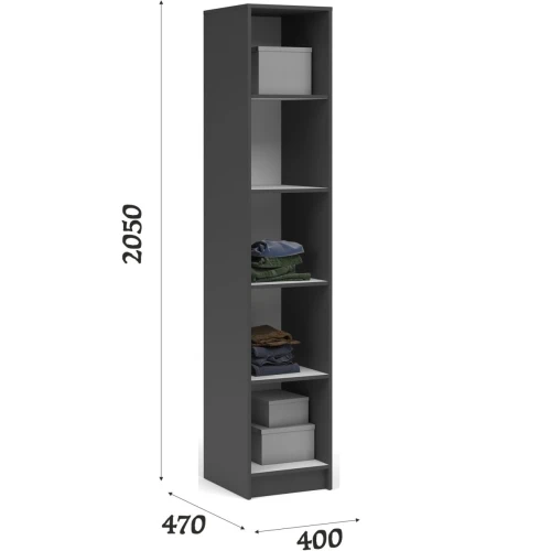 Шкаф «Чикаго» 1д Антрацит/Белый