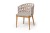 "Диего" стул плетеный из роупа, основание дуб каркас из стали белый муар, роуп бежевый круглый, ткань бежевая 052