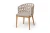 "Диего" стул плетеный из роупа, основание дуб каркас из стали белый муар, роуп бежевый круглый, ткань бежевая 052