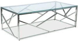 CS-05 Стол Журнальный стеклянный прозрачный 120*60*40, основание нержавеющая сталь хром