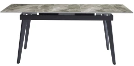 DT301 Стол обеденный расклад. Italy grey 140-180*80*76, керамич. столешница, основание металл черны