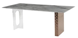 Стол обеденный Ардео F-1560, 200x100x76 см, белый мрамор