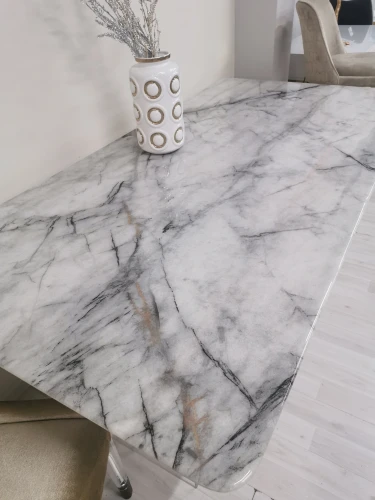 Стол обеденный Ардео F-1560, 200x100x76 см, белый мрамор