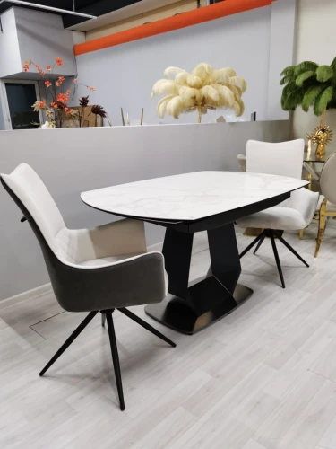 Стол обеденный раскладной Даймонд MC22128DT, 137(205)х90х77 см, белый мрамор