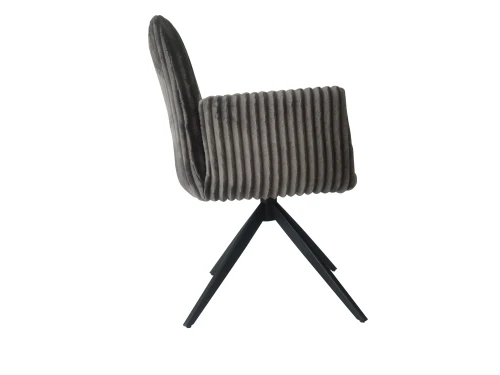 DC24023B Стул мягкий поворотный 360*с подлокот, СЕРЫЙ, каркас металл черный КВАДРАТ